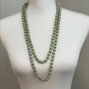 Matte Sage Green Double-Strand Beaded Necklace